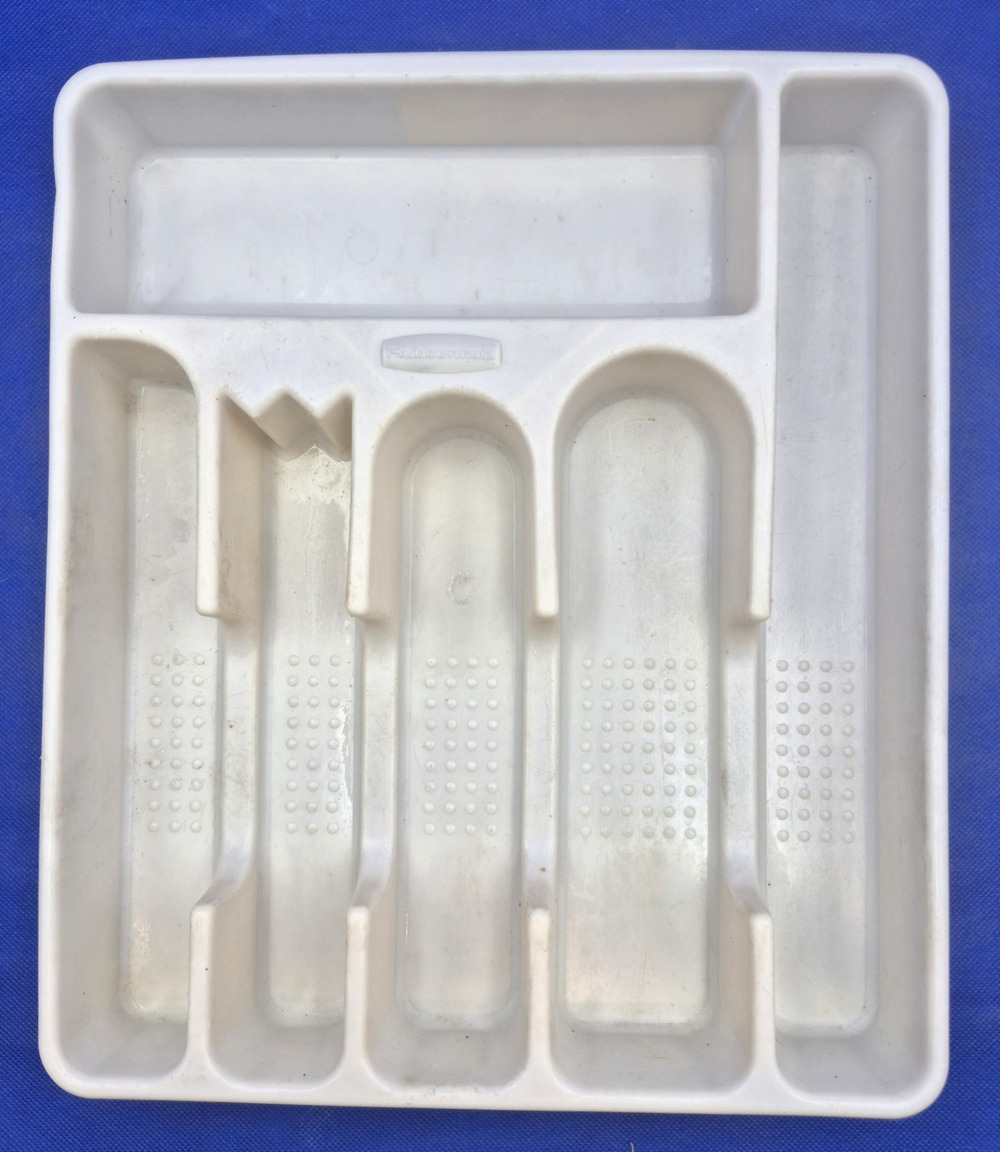 Retro 1994 White Rubbermaid Cutlery Organizer 6 Sections 13x11" Model 2925 USA